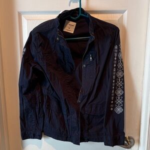 Ladies Navy Embroidered Jacket